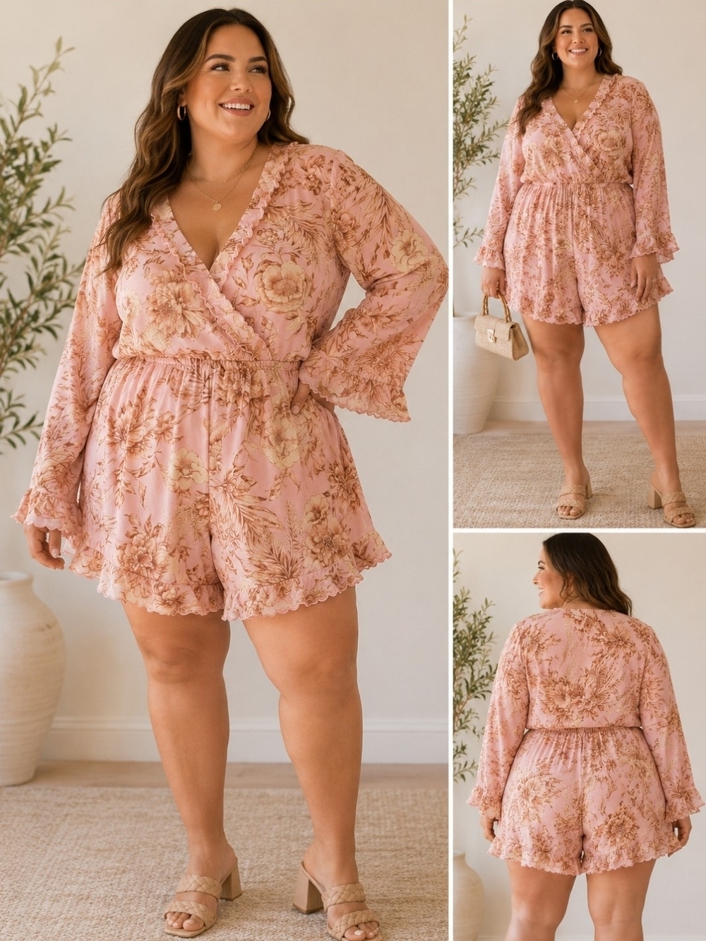 Agua Bendita x Target Romantic Floral Ruffle Romper Pink XXL